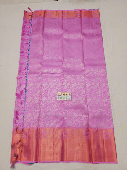Bridal Kanchipuram Pure Silk Saree Pink Kanjivaram Sari| SPK117