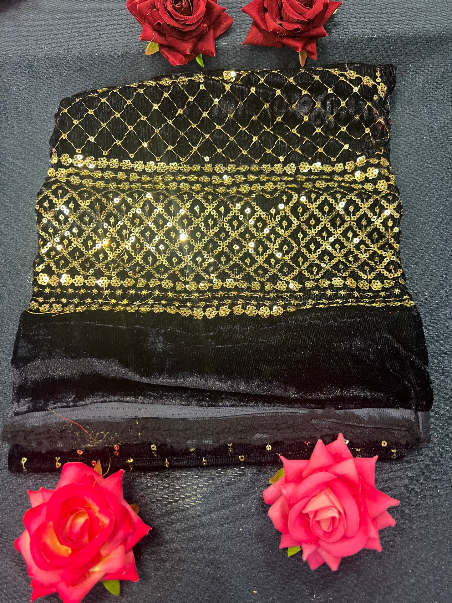 Velvet Blouse material 1 meter Navy Blue M6