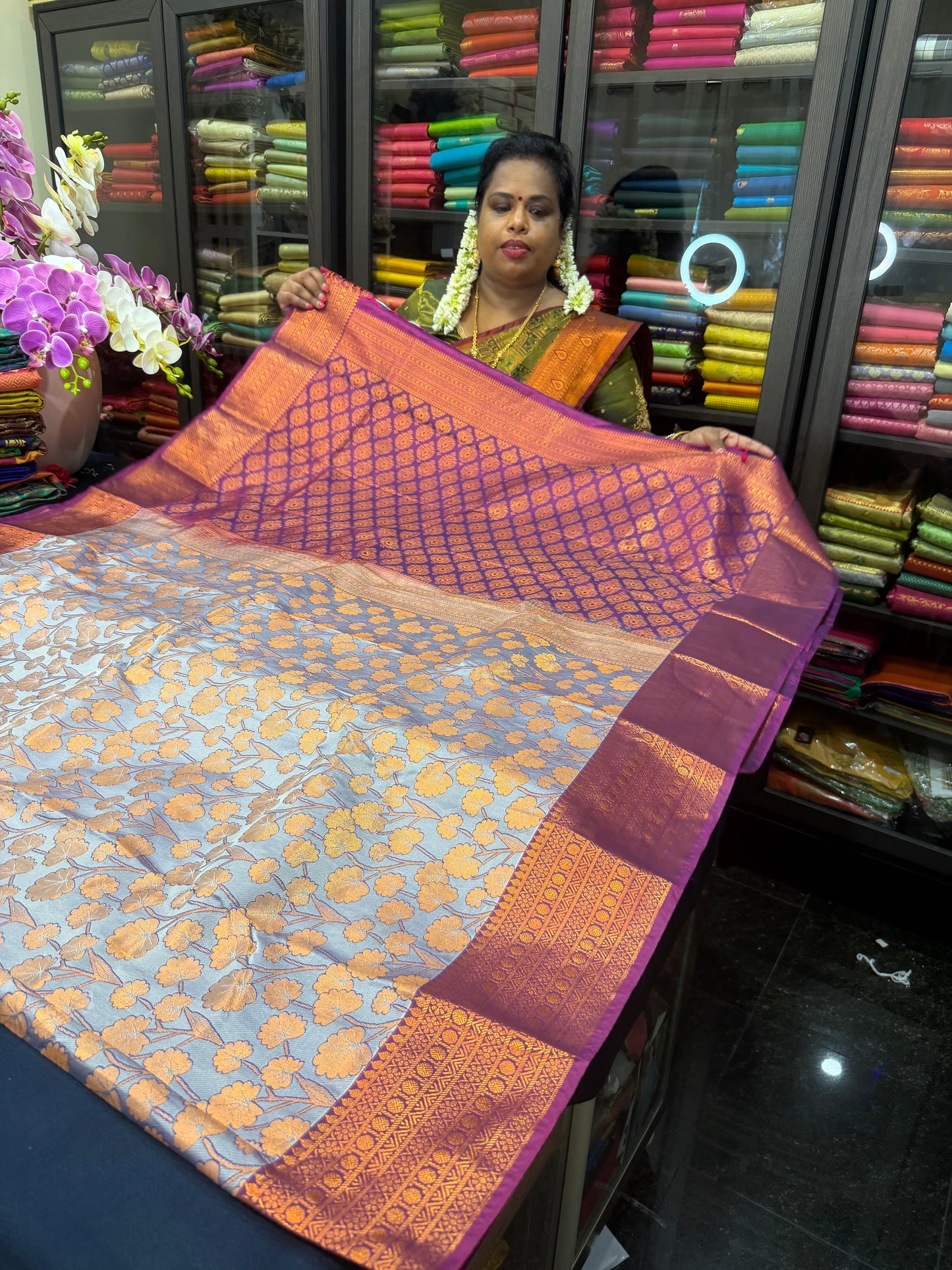 Semi Silk Saree Indian Bridal Kanjivaram / Kanchipuram Sari SEMI2