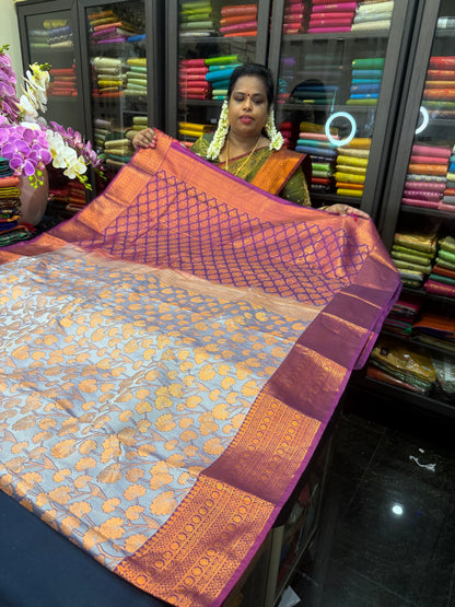 Semi Silk Saree Indian Bridal Kanjivaram / Kanchipuram Sari SEMI2