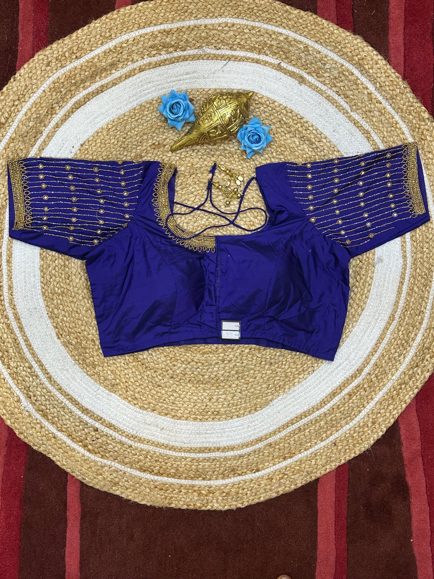 42” XL Size 12 size Aari Worked Sari Blouse Indian Saree Top Purple B183