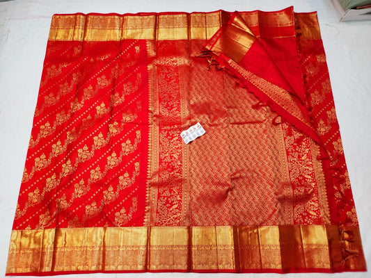 Kanchipuram Pure Silk Saree Bridal Red Kanjivaram Sari SPK266