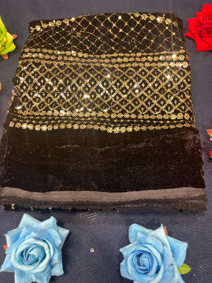 Velvet Blouse material 1 meter Navy Blue M6