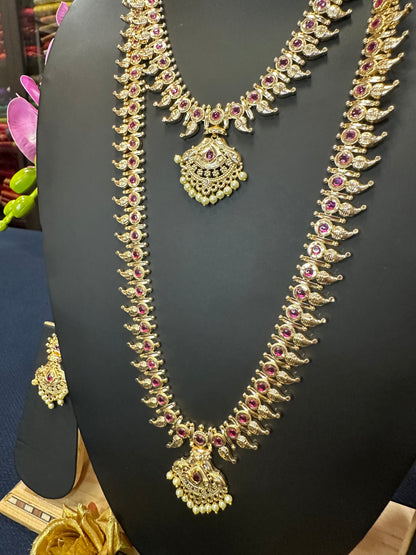 Forming Gold Indian Necklace Kerala Jewellery Ruby N47
