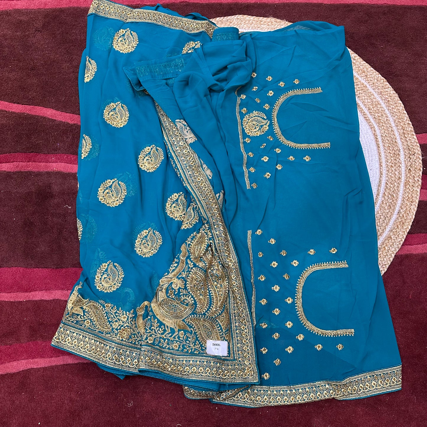 Georgette Sari Indian Fancy Party wear Saree Pink V3