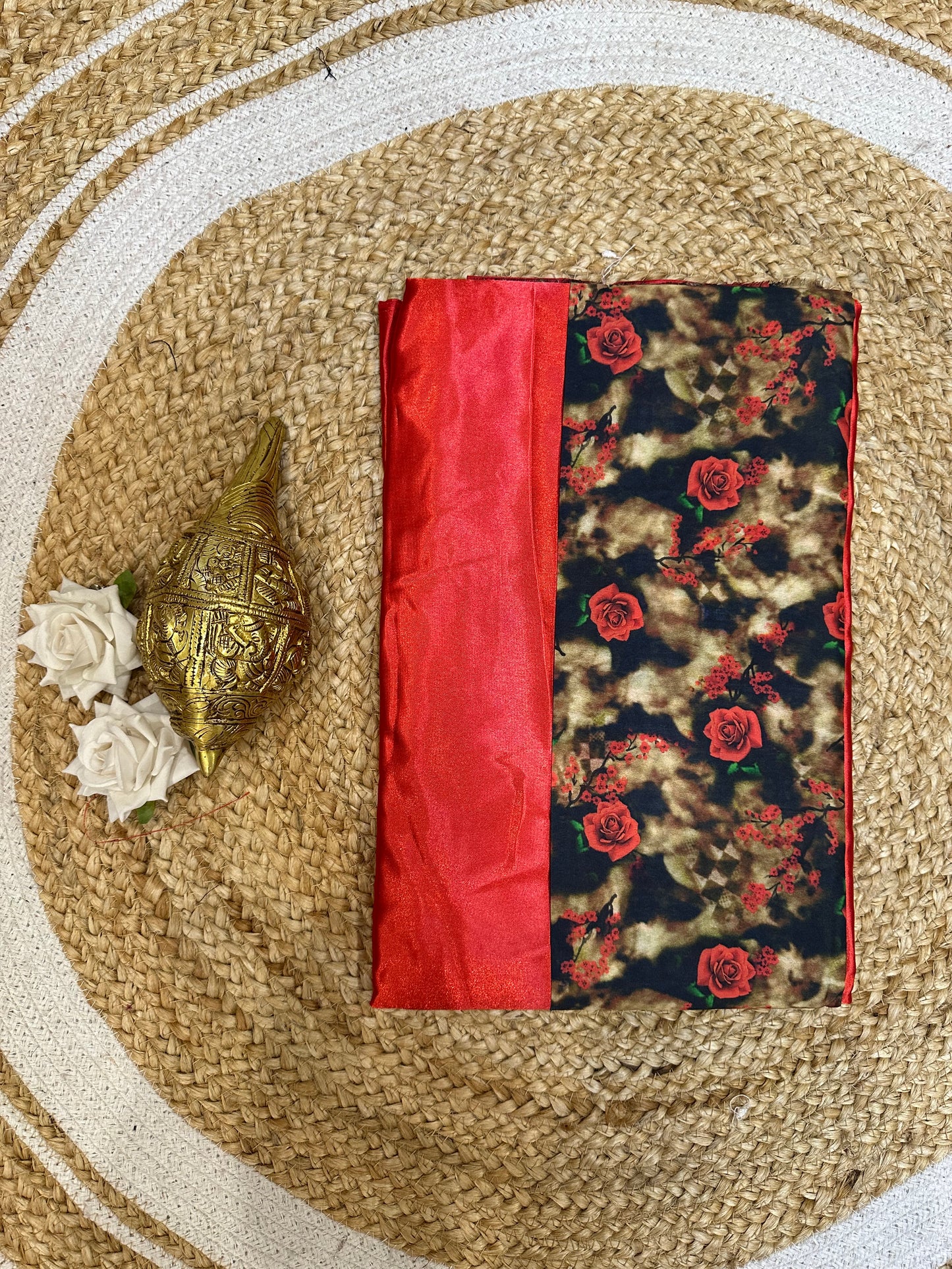 Fancy Party wear Satin Sari Indian Casual Red Saree S103