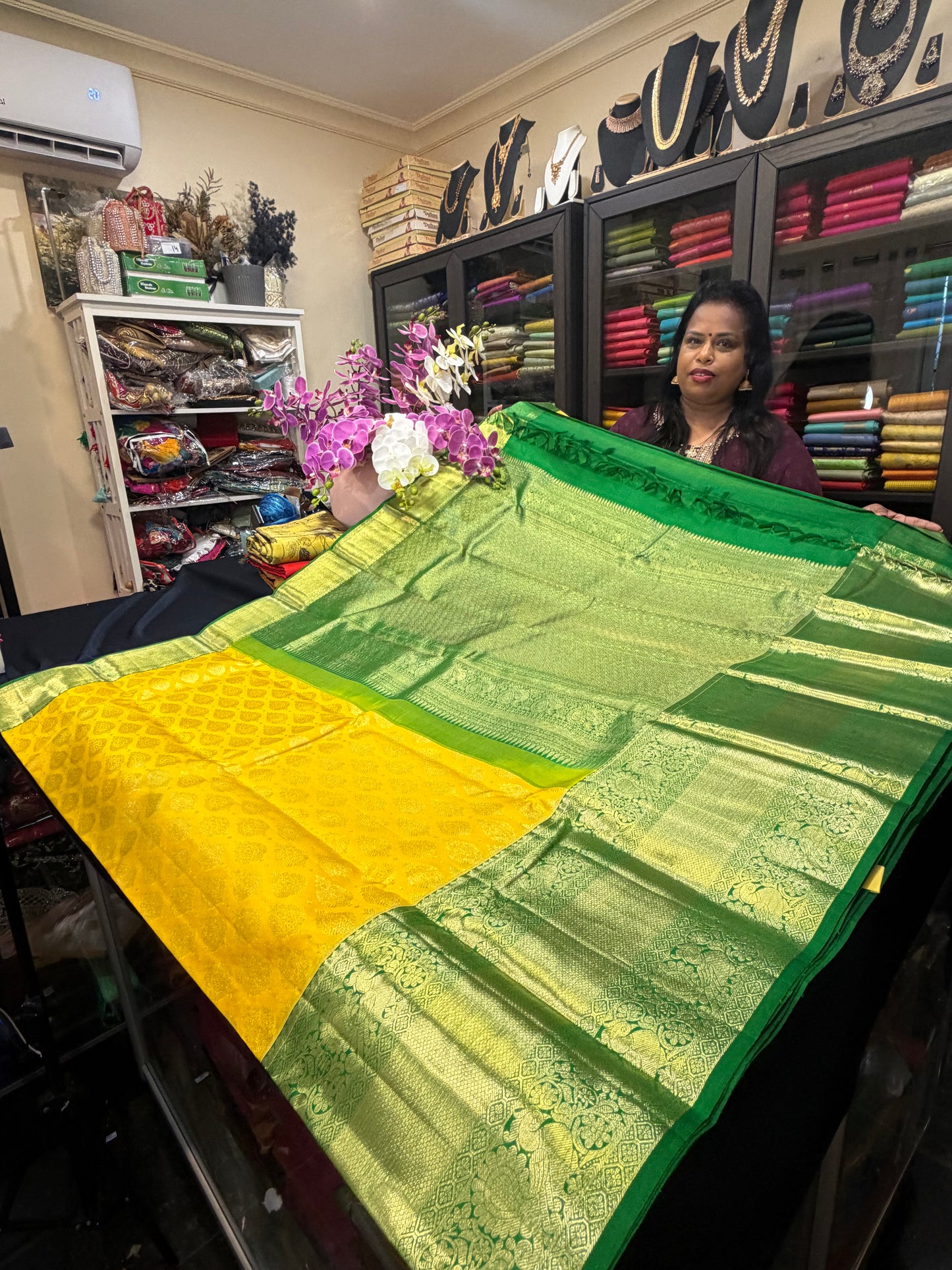 Korvai Kanchipuram Pure Silk Saree Bridal Kanjivaram Sari SPK240