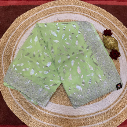 Sari Indian Fancy Party wear Georgette Green Saree SAR11