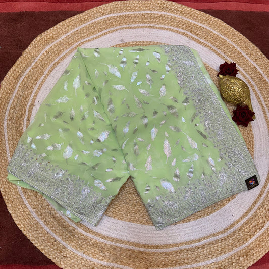 Sari Indian Fancy Party wear Georgette Green Saree SAR11