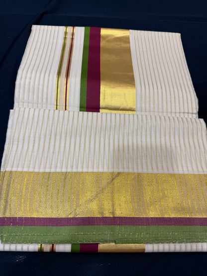 Kerala Vishu Sari Indian Onam Gold Saree C14 (Col 5)