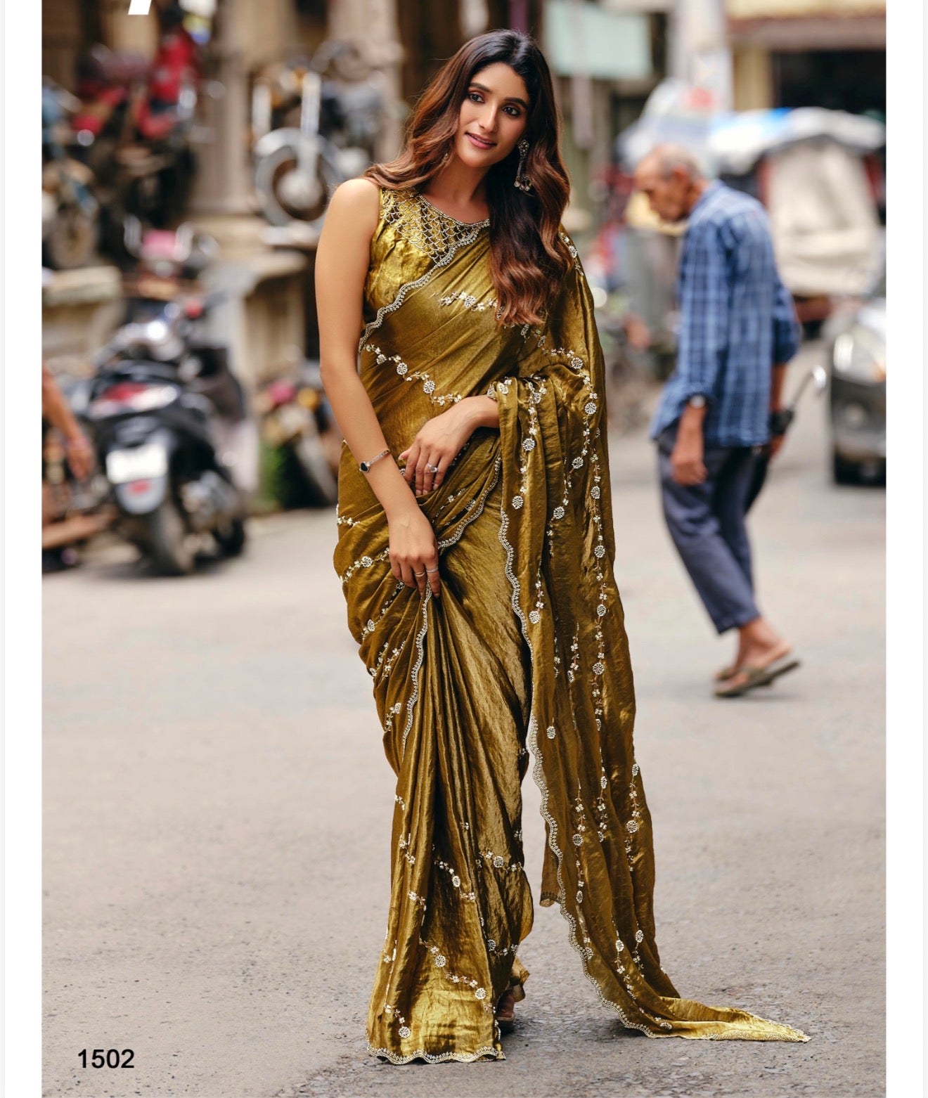 Indian Fancy Party wear Saree Fendi Silk Bollywood Sari C23