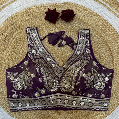 38” Medium Sari Blouse Indian Saree Top Worked Choli B423