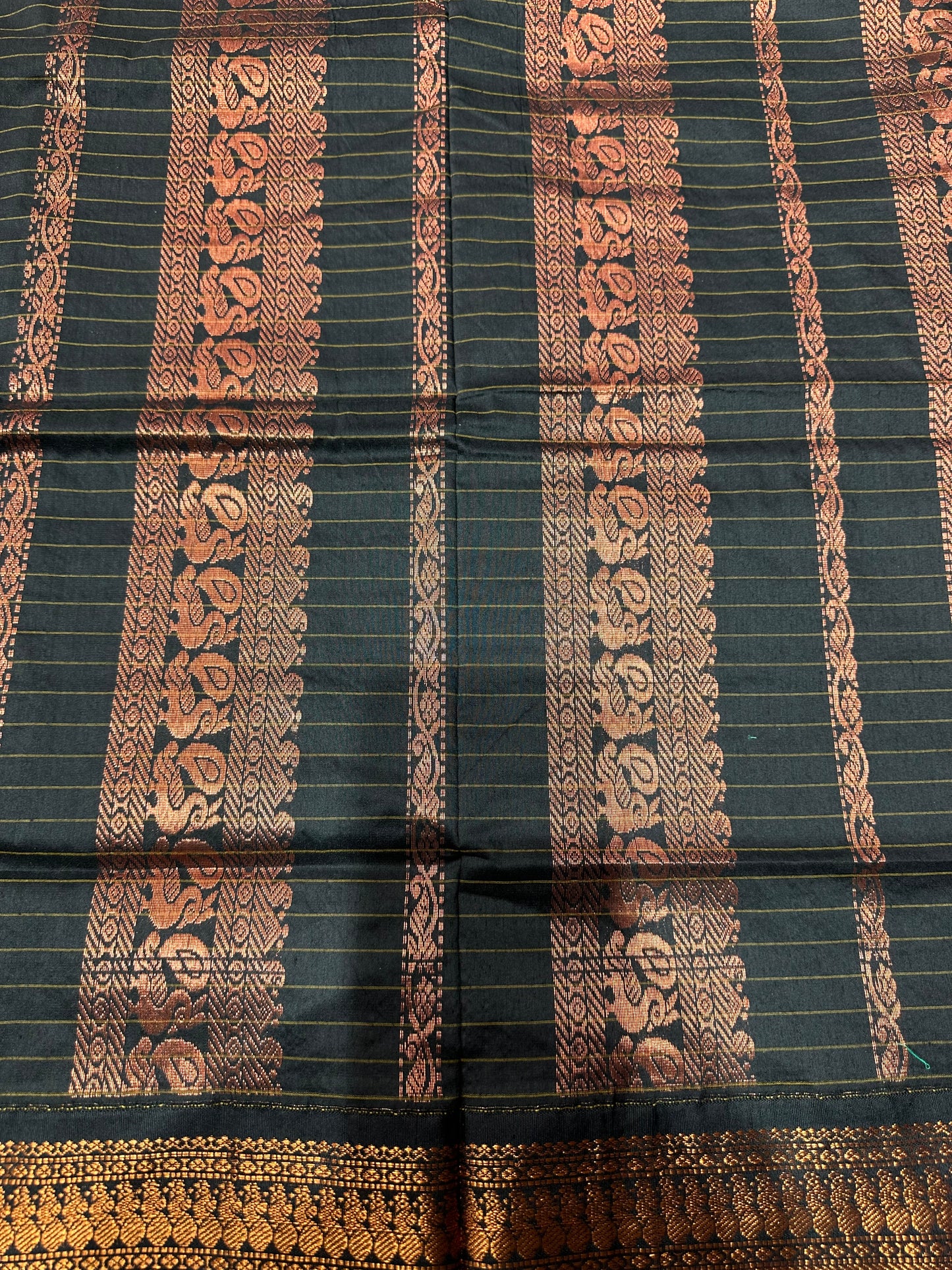 Kalyani Silk Cotton Sari Indian Saree Green & Black S140
