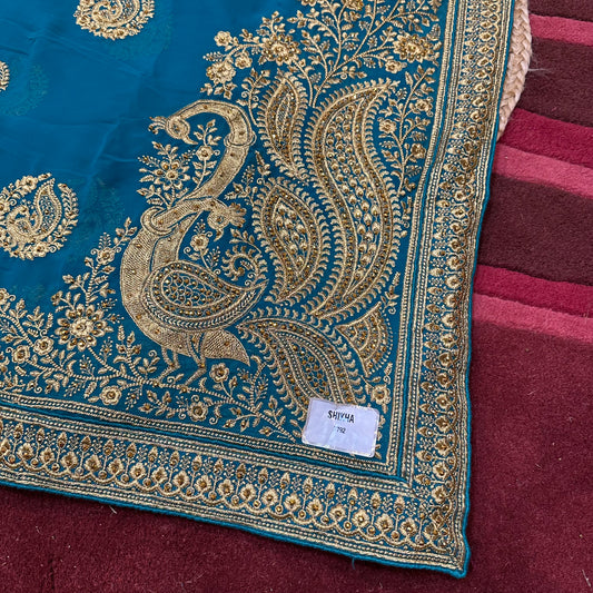 Georgette Sari Indian Fancy Party wear Saree Blue V3