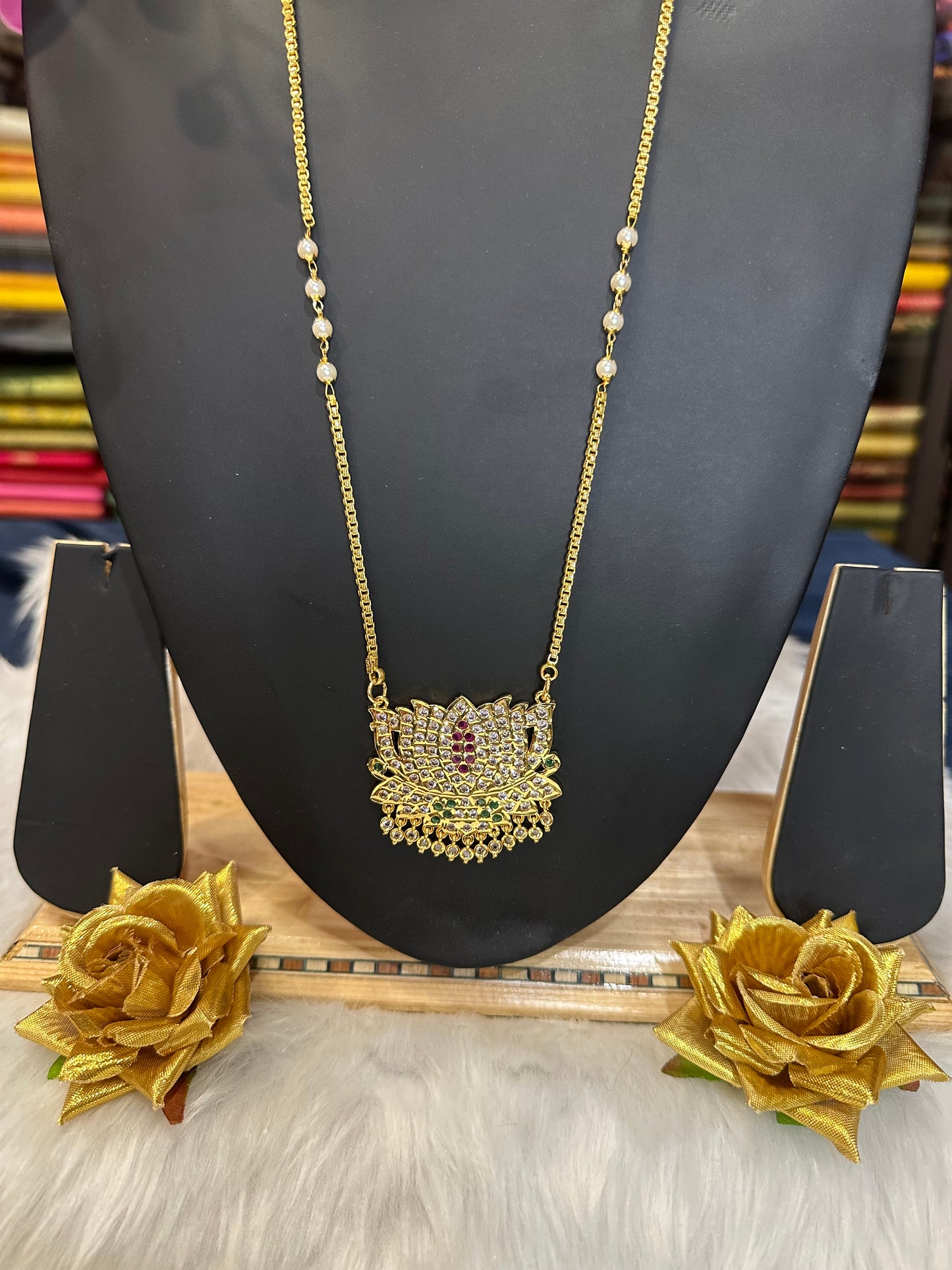 Impon Indian Necklace Multi Lotus Pathakkam Haram N23