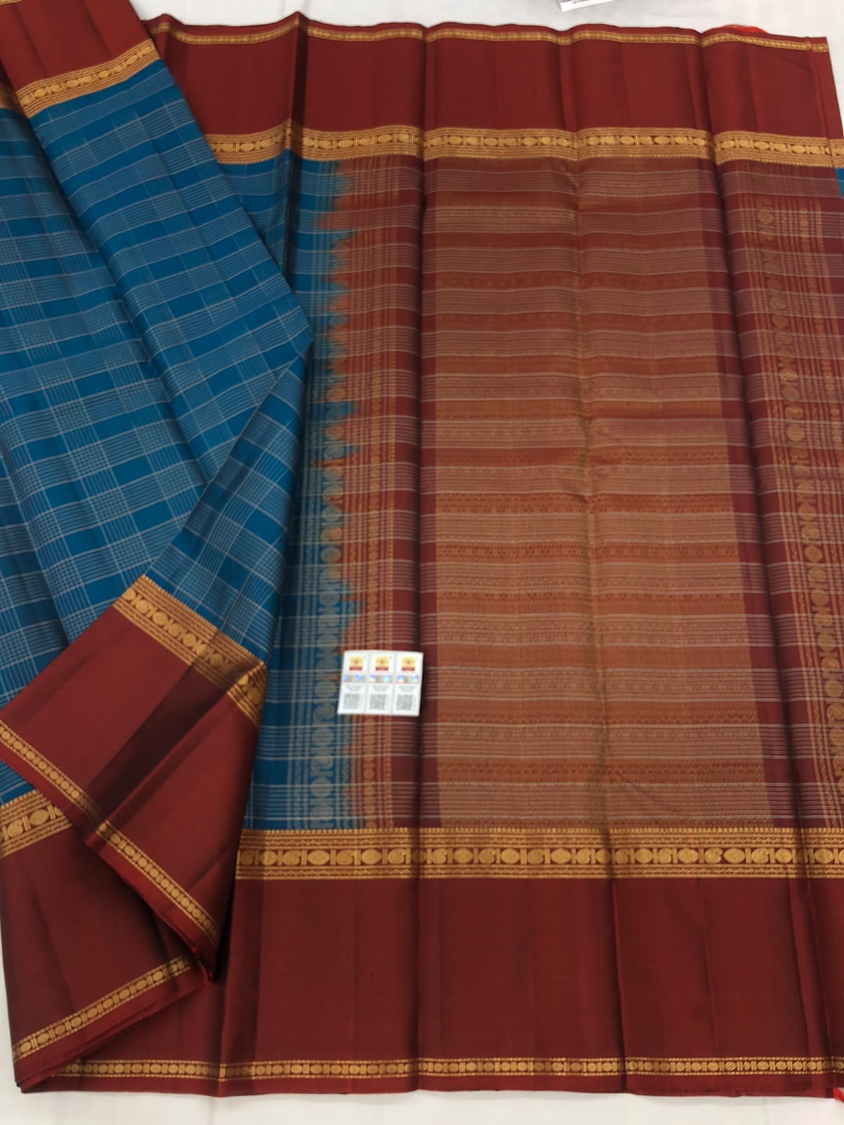 Vintage Kanchipuram Pure Silk Saree Bridal Indian Kanjivaram Sari SPK348