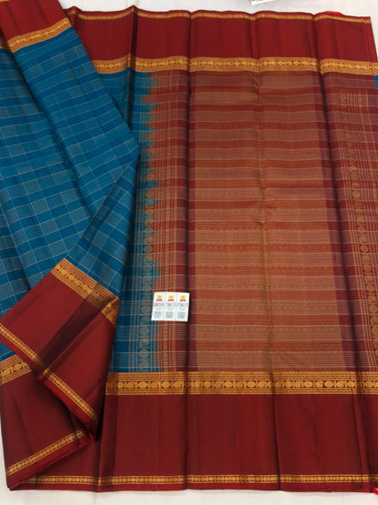 Vintage Kanchipuram Pure Silk Saree Bridal Indian Kanjivaram Sari SPK348