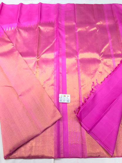 Raising Border Kanchipuram Pure Silk Saree Baby Pink Indian Kanjivaram Sari| SPK310
