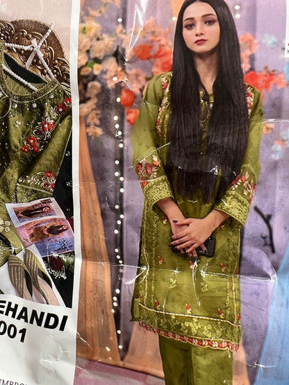 44” 2XL Indian Ladies Outfit Green Salwar Kameez Suit SS1