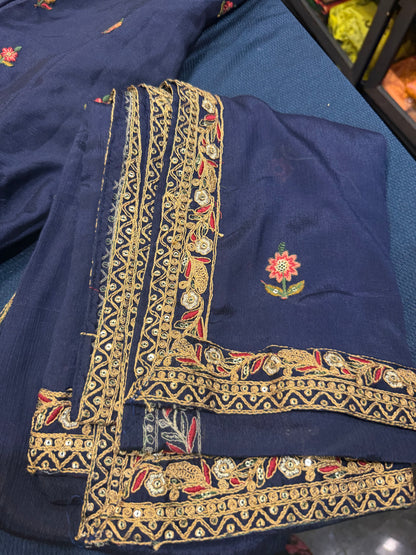 Indian Pakistani Outfit Shararas Salwar  Bollywood stylish Diwali Suit Size 44” Blue Y2