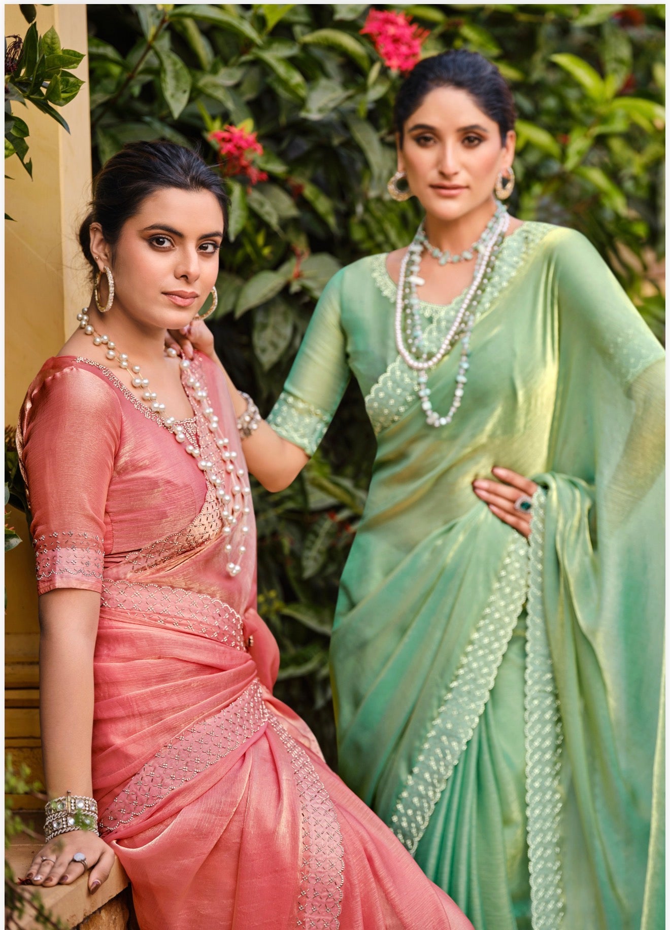 Peach Indian Fancy Party wear Saree Fendi Silk Sari S138
