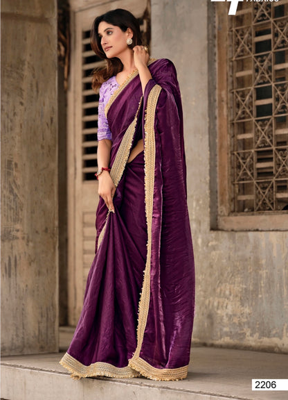 Indian Fancy Party wear Saree Fendi Silk Bollywood Plain Sari S147