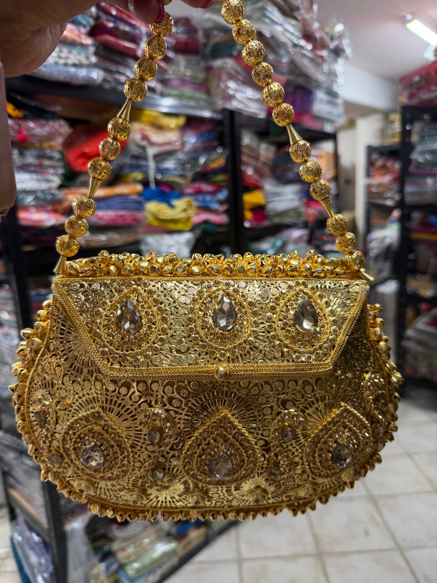 Gold Metal Indian Handmade Clutch Bollywood Potli Bag handbag Purse Bag1