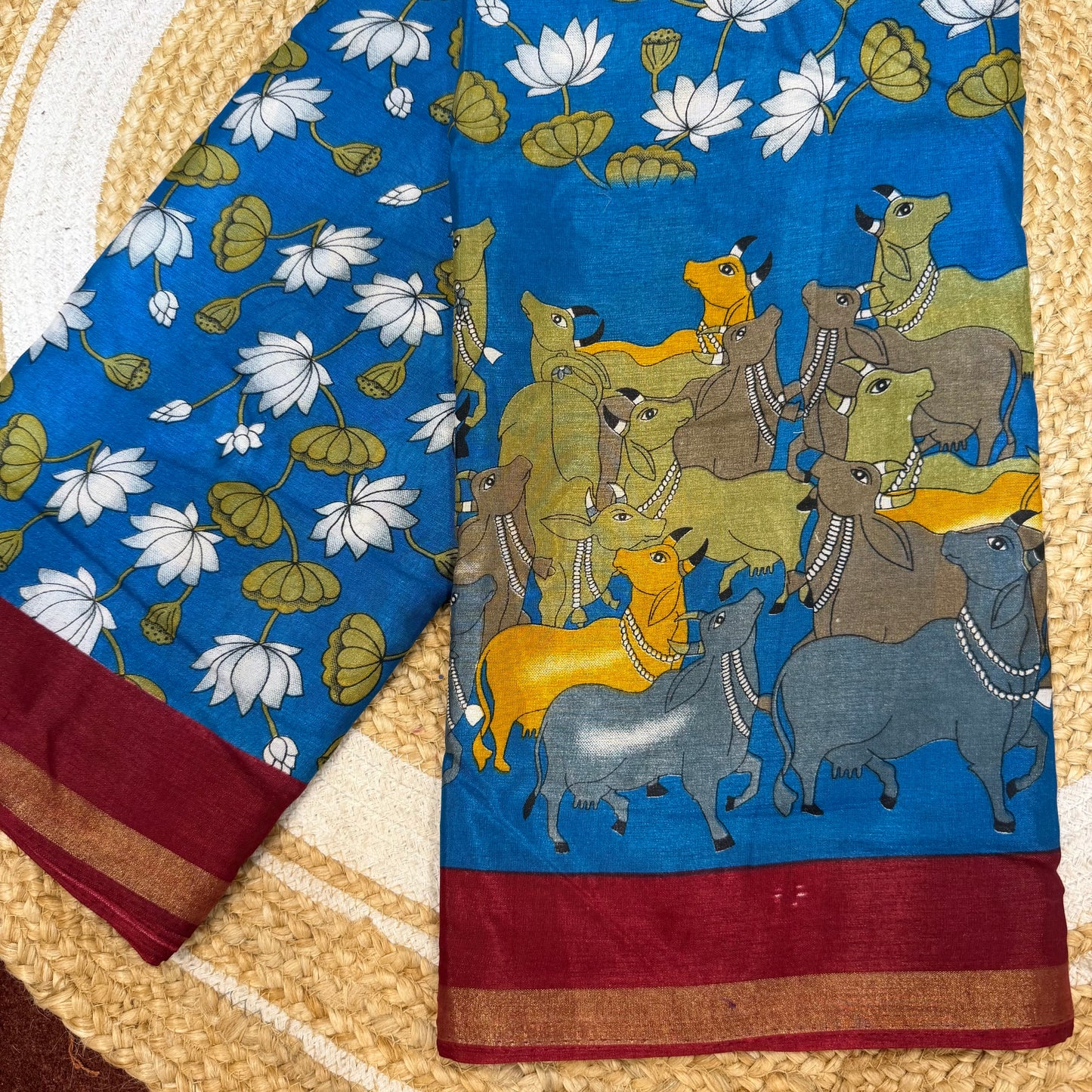 Green Indian Casual wear Saree Kalamkari Printed Sari S143