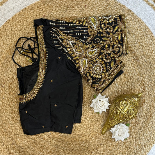 32” XS Size 6 Aari Worked Sari Blouse Indian Saree Top Black B242