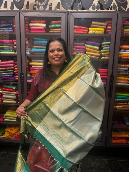 Semi Silk Saree Indian Bridal Kanjivaram Kanchipuram Sari Semi4