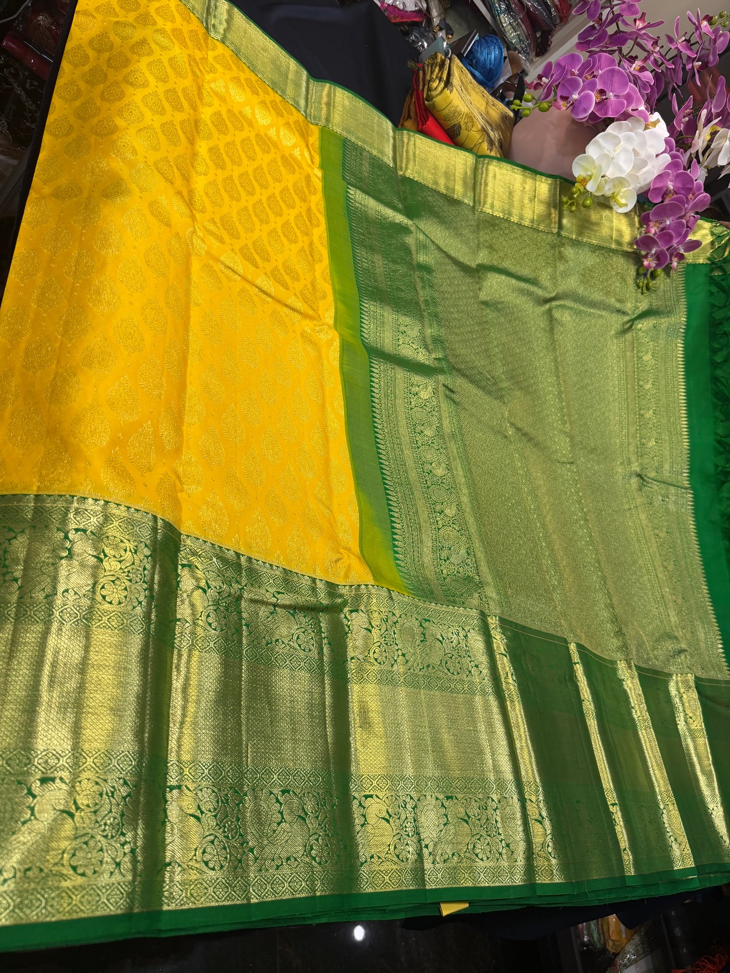 Korvai Kanchipuram Pure Silk Saree Bridal Kanjivaram Sari SPK240
