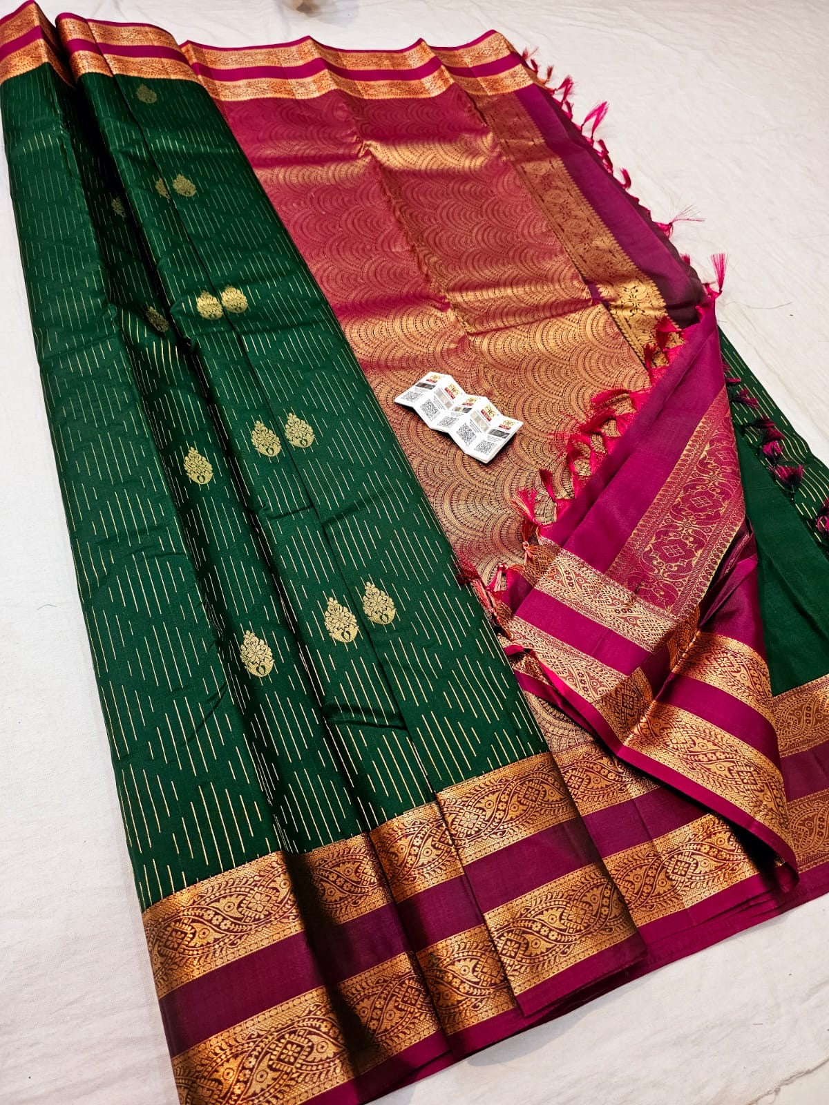 Kanchipuram Pure Silk Saree Bridal Indian Kanjivaram Sari SPK303