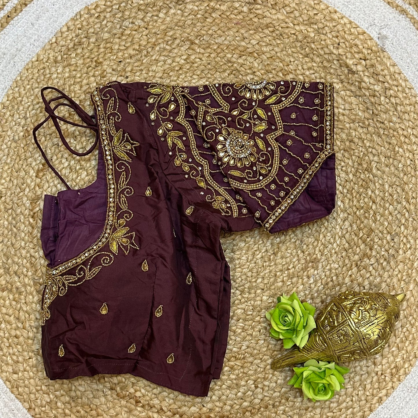 38” M Size 8 Aari Worked Sari Blouse Indian Saree Top Maroon B317