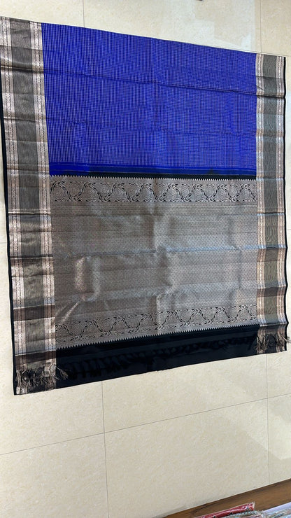 Kanchipuram Pure Silk Saree Blue Kanjivaram Sari| SPK174