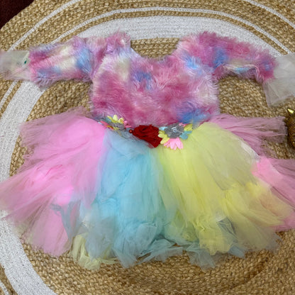 18” Size 1 Indian Party Dress Frock Tutus Rainbow Gown G90