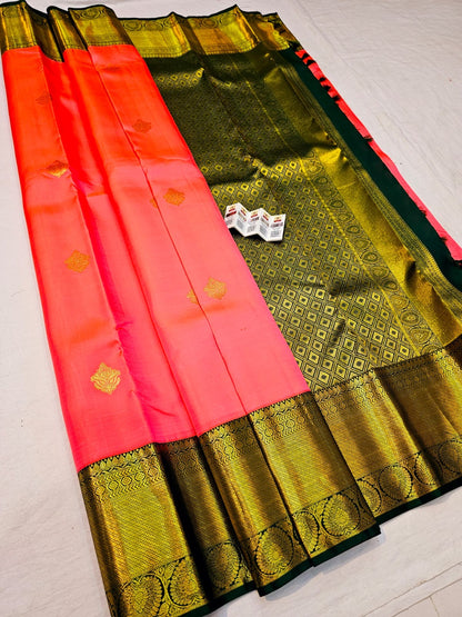 1g Gold Kanchipuram Pure Silk Saree Handloom Korvai Kanjivaram Sari SPK233