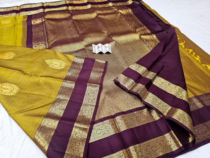 Retta Petta Kanchipuram Pure Silk Saree Bridal Kanjivaram Sari SPK293