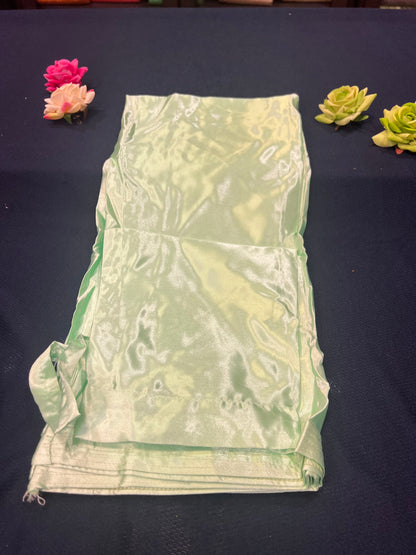 Sari Petticoat Satin Underskirt Saree Skirt Pastel Green P3