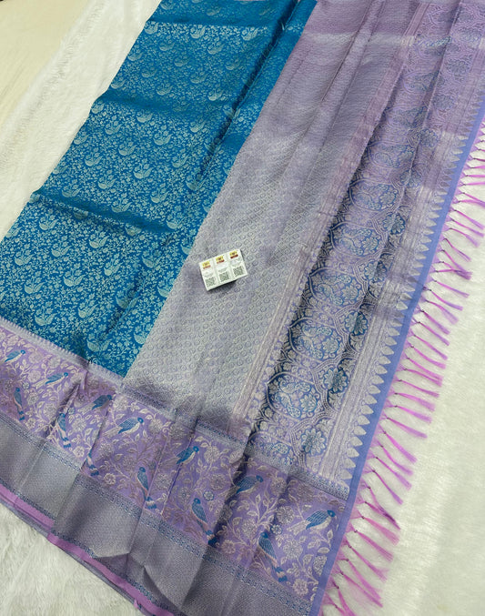 Bridal Kanchipuram Meenakari Pure Silk Saree Kanjivaram Sari SPK476