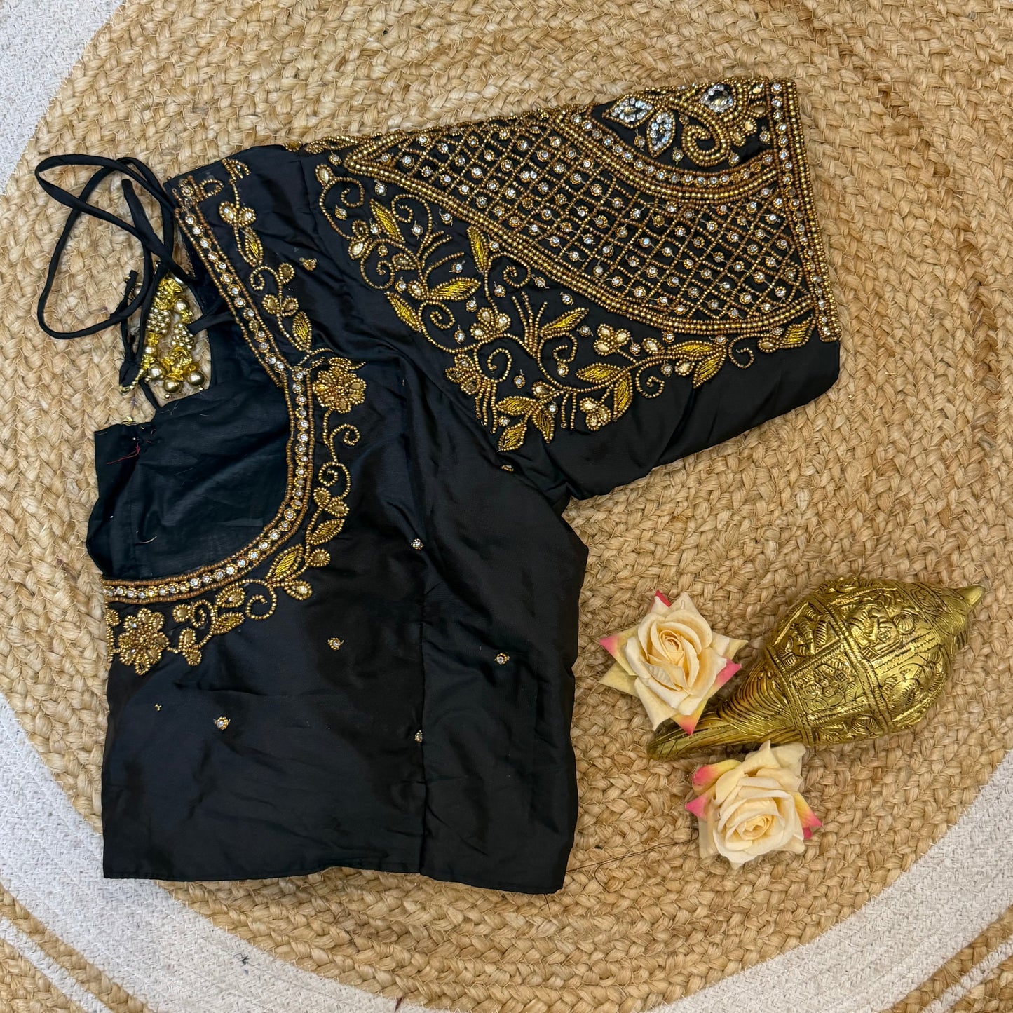 42” XL Size 12 size Aari Worked Sari Blouse Indian Saree Top Black B322