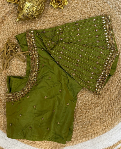 42” XL Size 12 size Aari Worked Sari Blouse Indian Saree Top Green B149