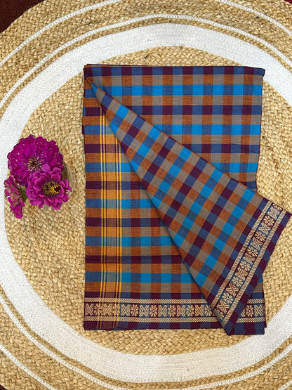 Sungudi Cotton Sari checked Indian Saree S61