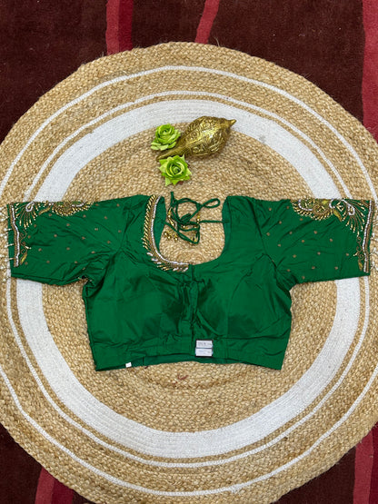 36” Small size Aari Worked Sari Blouse Indian Saree Royal Green B213