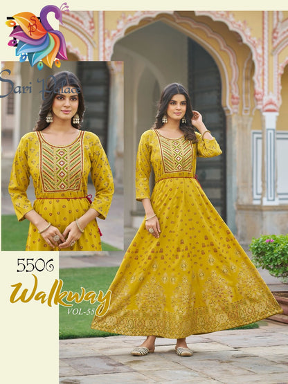 Navy Blue Indian Ladies Rayon Long Kurti Bollywood Dress SS38