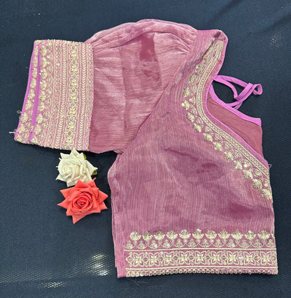 Navy Blue Sari Blouse Indian Saree Top Worked Choli B425