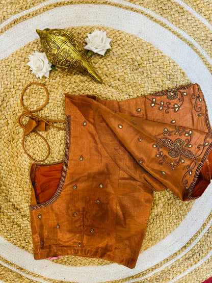 50” Size 20 Aari hand Worked Sari Blouse Indian Saree Top Choli Silk B46