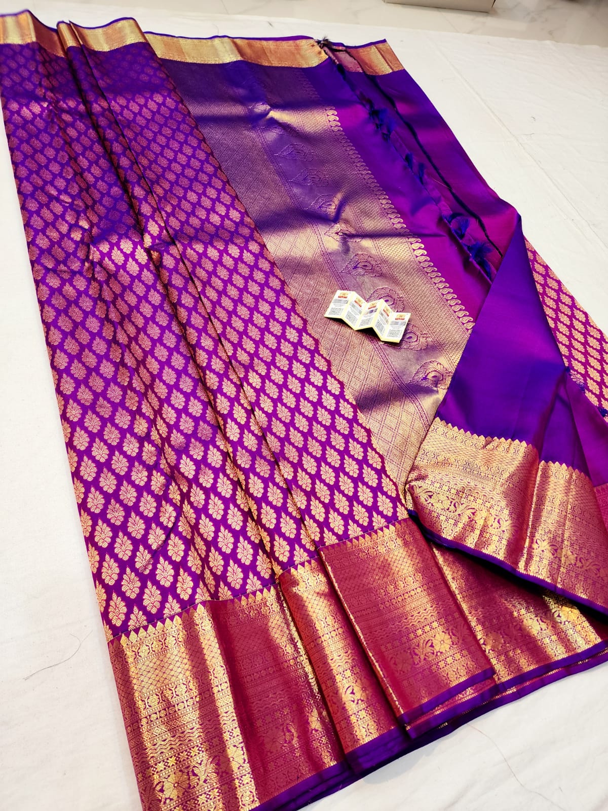 Bridal Kanchipuram Pure Silk Saree Purple Kanjivaram Sari| SPK093