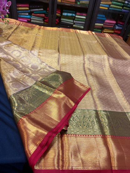 Bridal Tissue Kanchipuram Pure Silk Saree Kanjivaram Sari SPK469