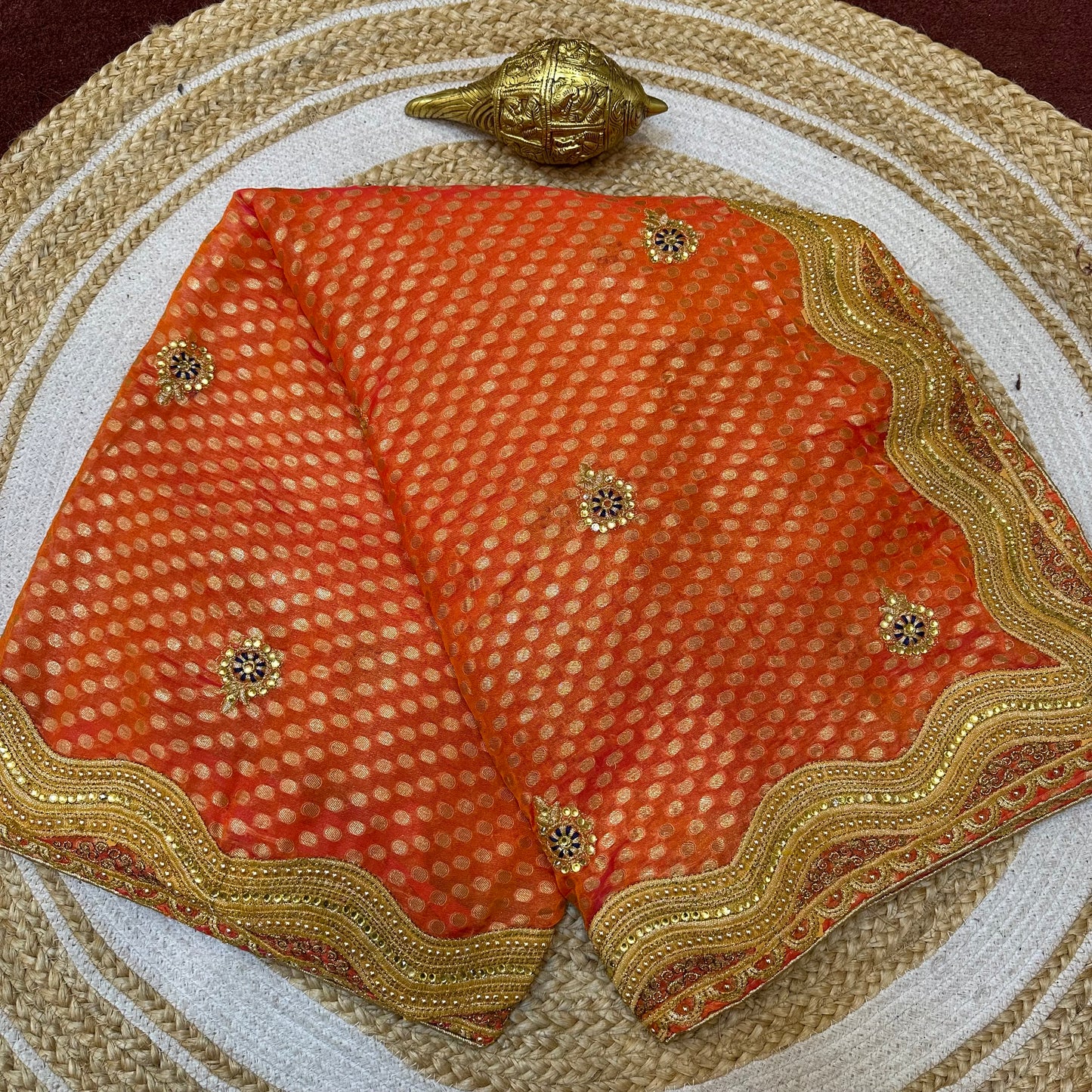 Sari Indian Bollywood Designer Fancy Party wear Saree Orange Z5