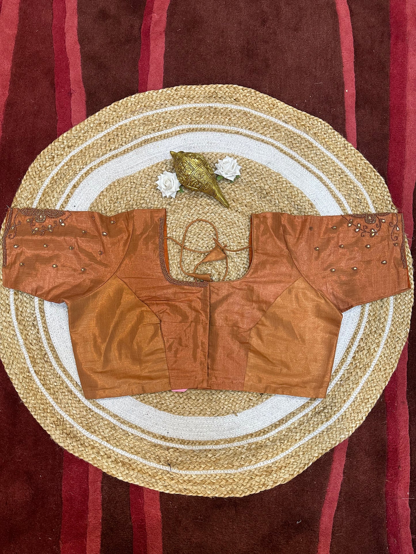 50” Size 20 Aari hand Worked Sari Blouse Indian Saree Top Choli Silk B46